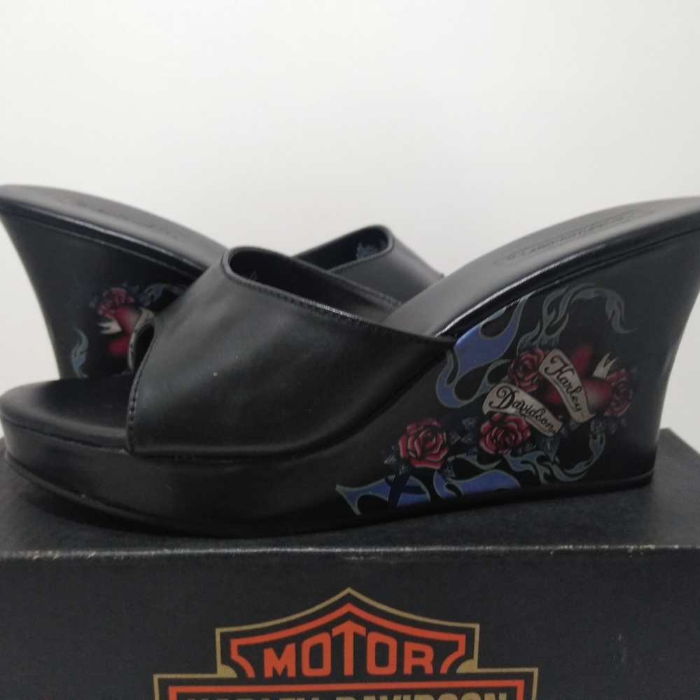 Women’s Harley Davidson Black Leather Moxie Wedge